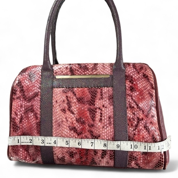 Tre Vero Vintage Red Python Embossed Holographic Italian Leather Purse Bag - Picture 16 of 17